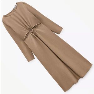 *New* Zara tan cut out buckle dress Sz L